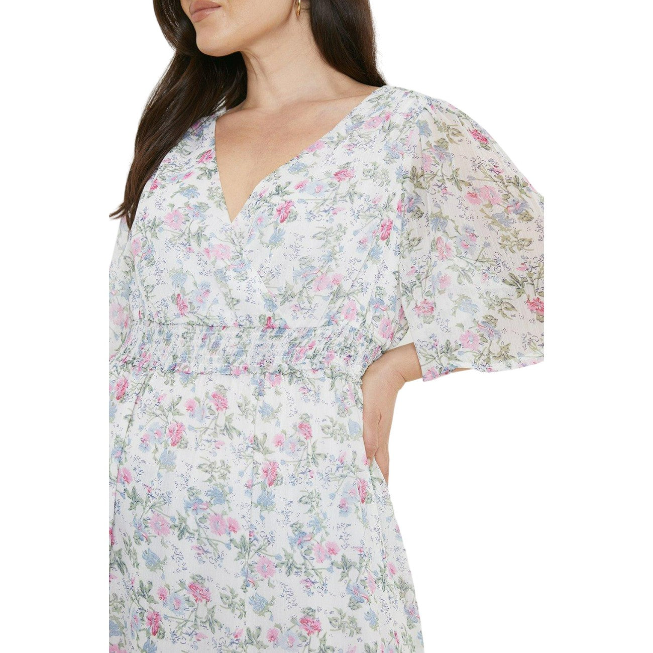 Ivory - Side - Dorothy Perkins Womens-Ladies Chiffon Wrap Plus Midi Dress