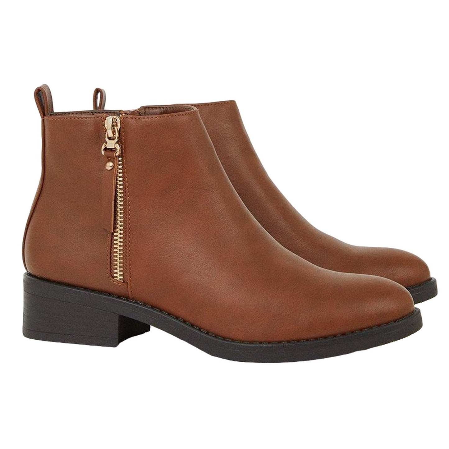 Tan - Front - Dorothy Perkins Womens-Ladies Myla Side Zip Ankle Boots