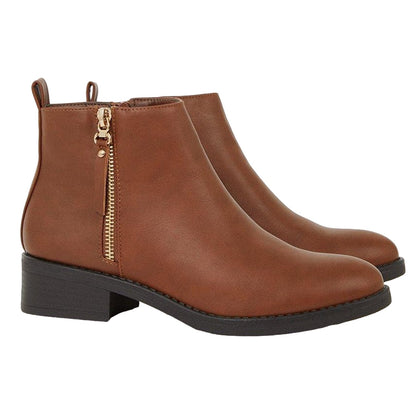 Tan - Front - Dorothy Perkins Womens-Ladies Myla Side Zip Ankle Boots