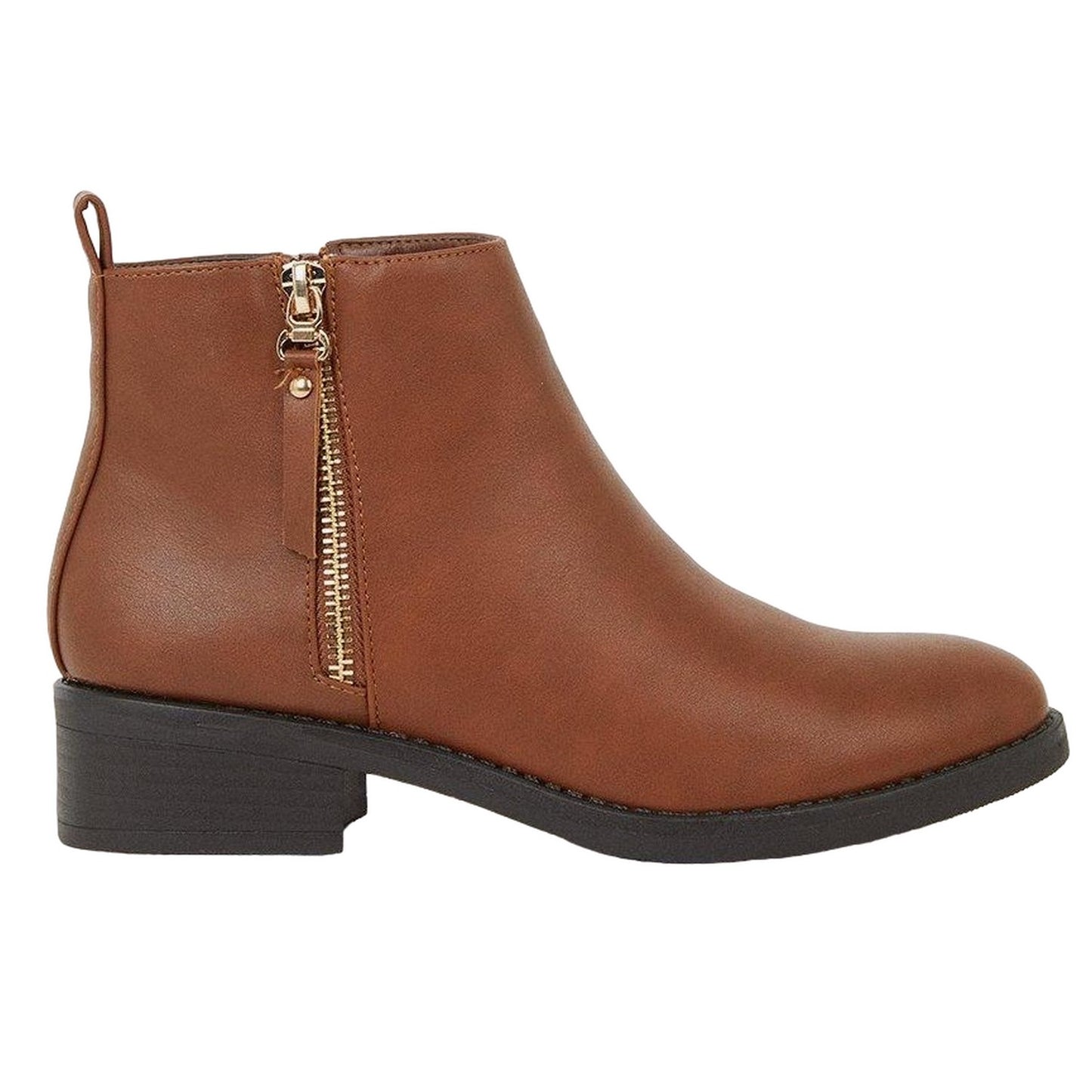 Tan - Back - Dorothy Perkins Womens-Ladies Myla Side Zip Ankle Boots