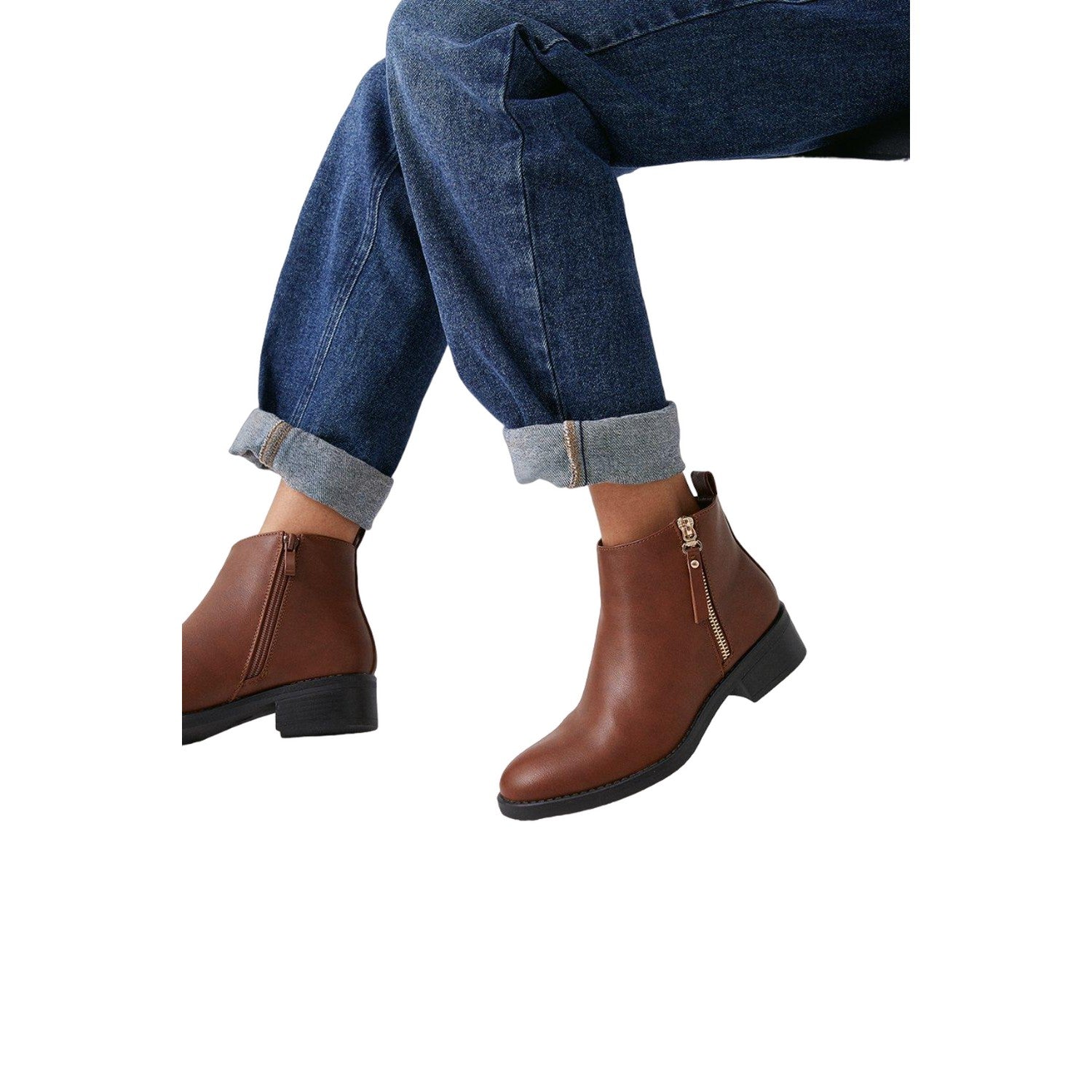 Tan - Lifestyle - Dorothy Perkins Womens-Ladies Myla Side Zip Ankle Boots