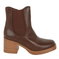 Brown - Front - Faith Womens-Ladies Alberta Square Toe Stack Heel Ankle Boots