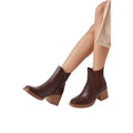 Brown - Side - Faith Womens-Ladies Alberta Square Toe Stack Heel Ankle Boots