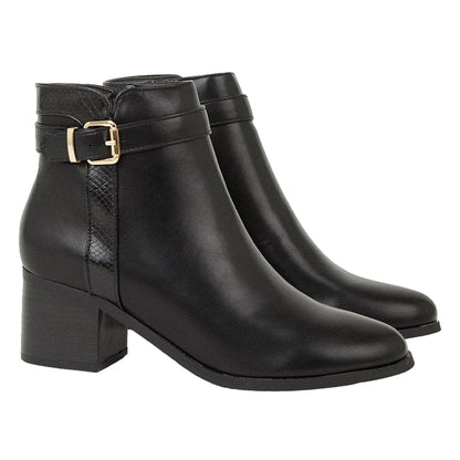 Black - Front - Good For The Sole Womens-Ladies Moira Block Heel Ankle Boots