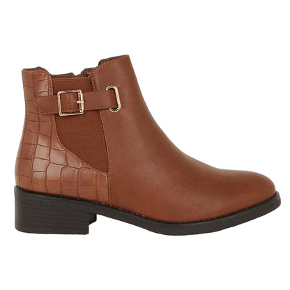 Tan - Back - Good For The Sole Womens-Ladies Marlie Buckle Detail Ankle Boots