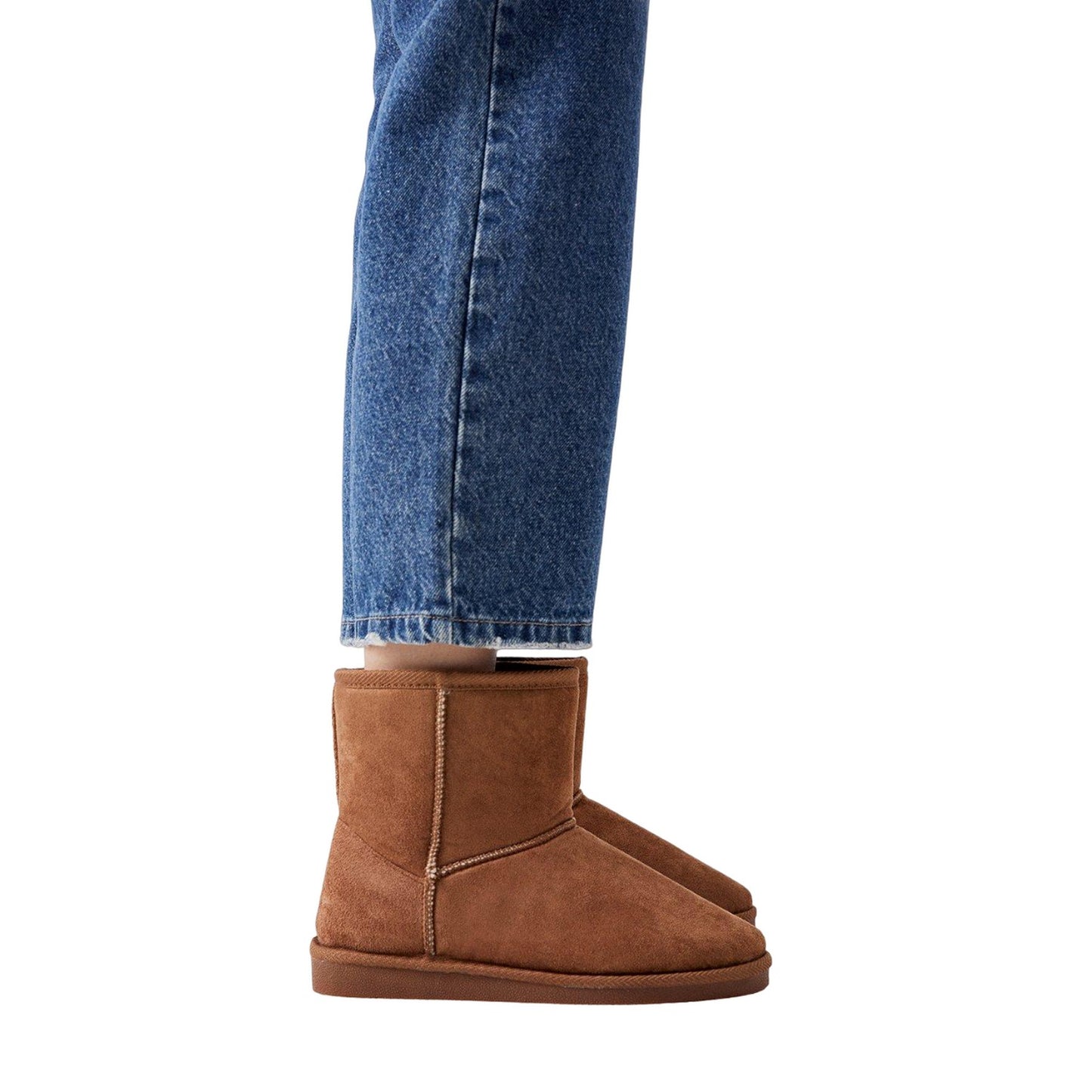 Tan - Side - Dorothy Perkins Womens-Ladies Mika Faux Sheepskin Ankle Boots