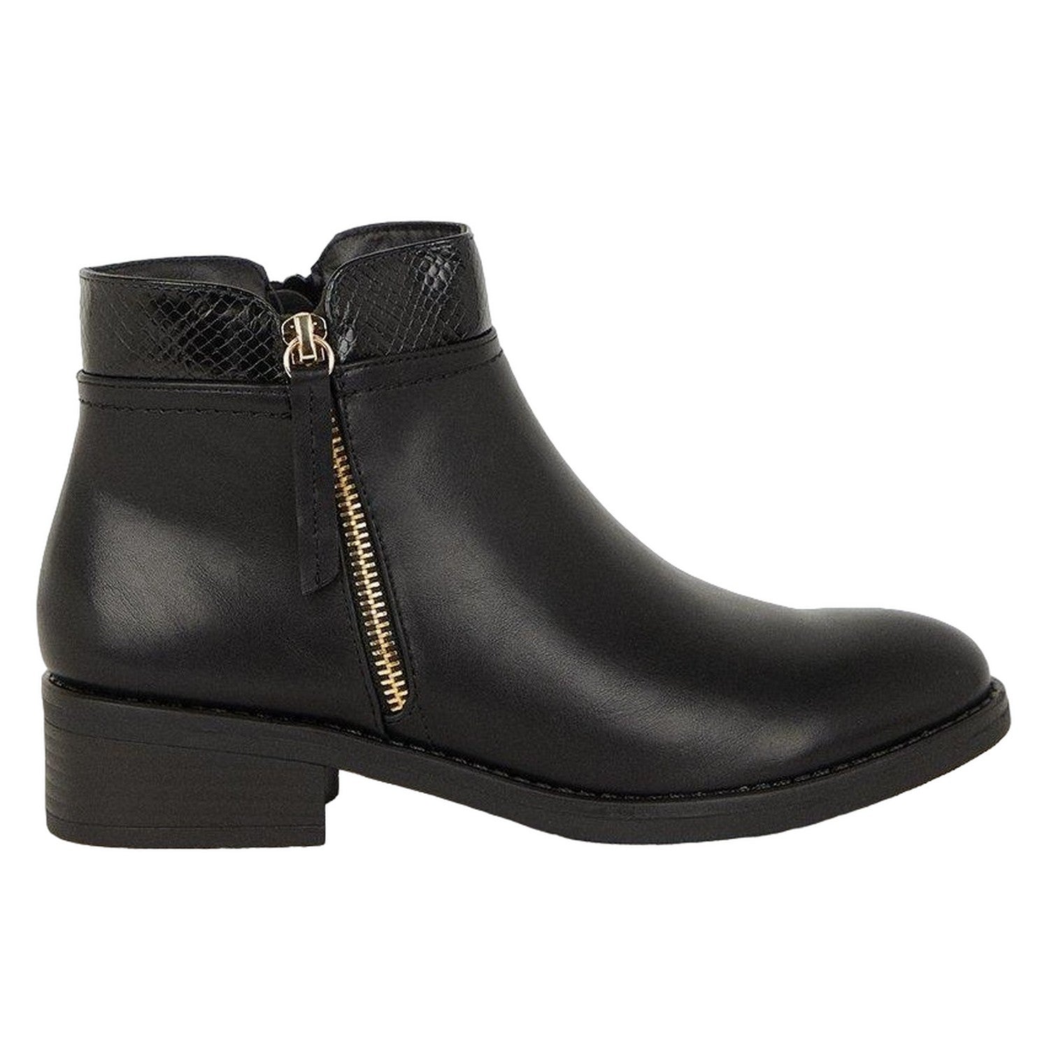Black - Back - Good For The Sole Womens-Ladies Mira Side Zip Ankle Boots