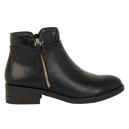 Black - Back - Good For The Sole Womens-Ladies Mira Side Zip Ankle Boots