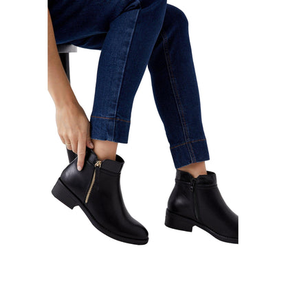 Black - Side - Good For The Sole Womens-Ladies Mira Side Zip Ankle Boots