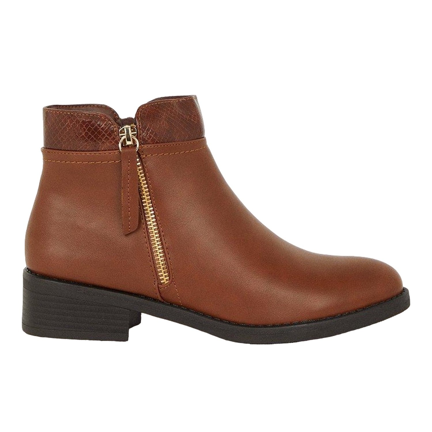 Tan - Back - Good For The Sole Womens-Ladies Mira Side Zip Ankle Boots