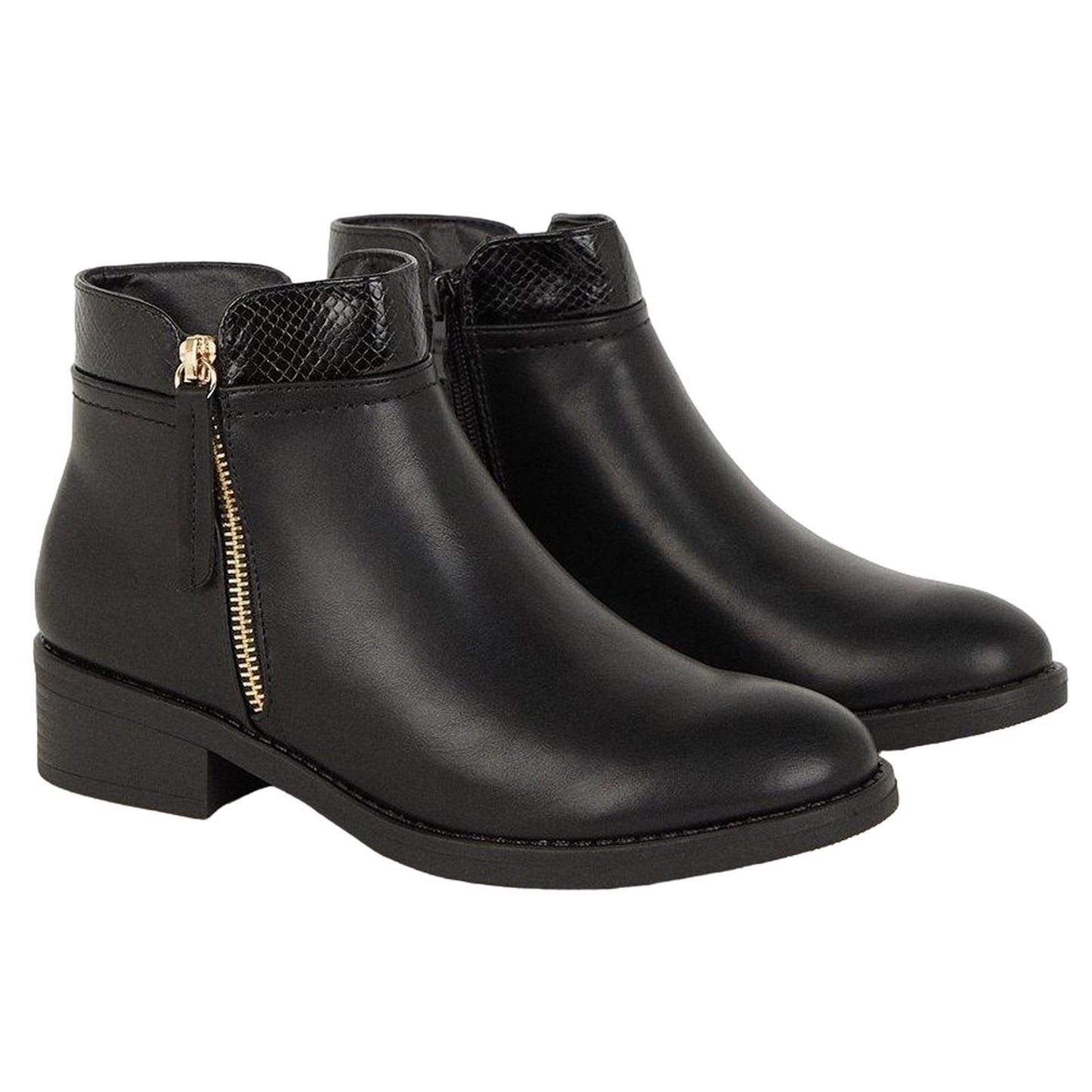 Black - Front - Good For The Sole Womens-Ladies Mira Side Zip Ankle Boots