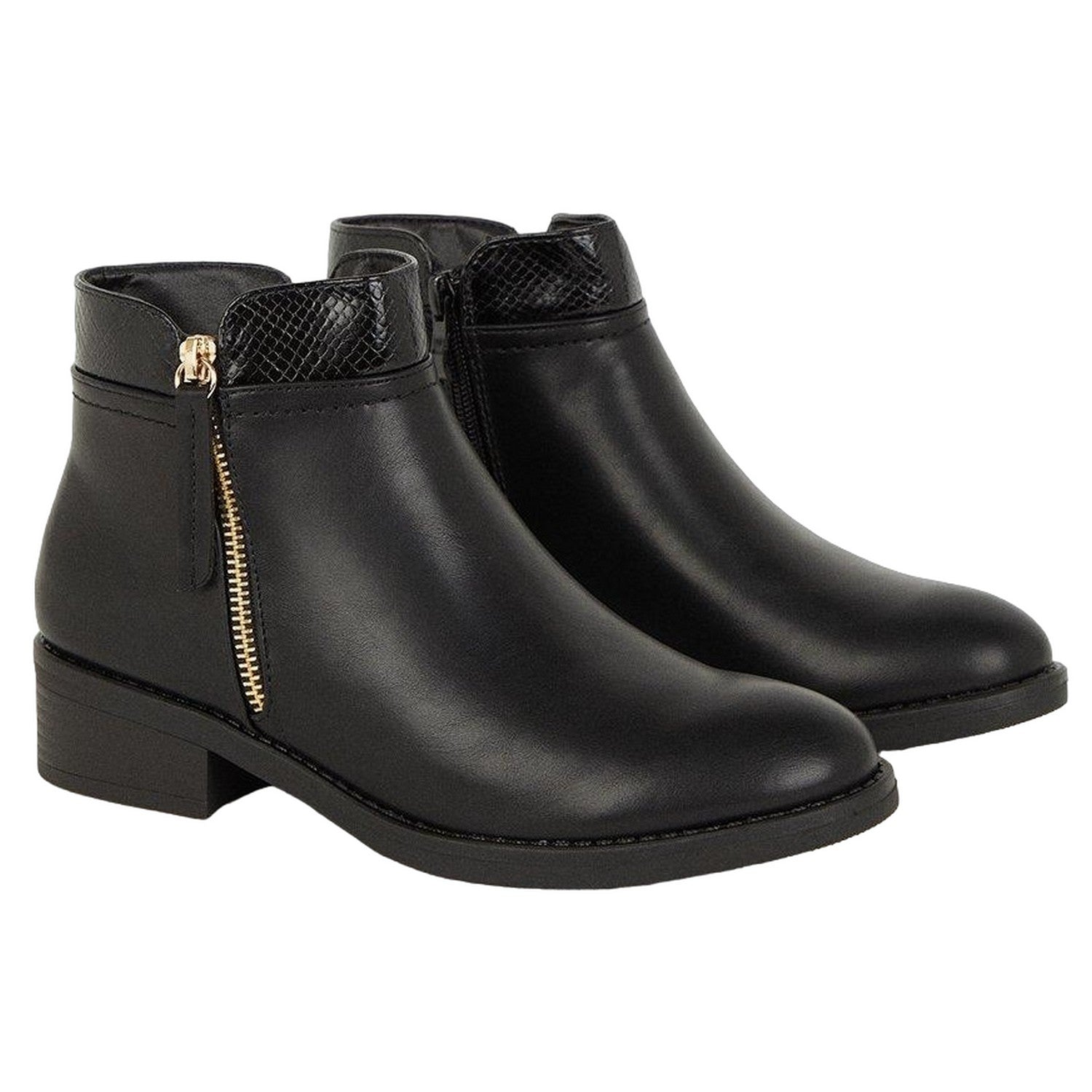 Black - Front - Good For The Sole Womens-Ladies Mira Side Zip Ankle Boots