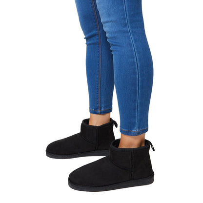 Natural Black - Side - Dorothy Perkins Womens-Ladies Mae Faux Sheepskin Ankle Boots