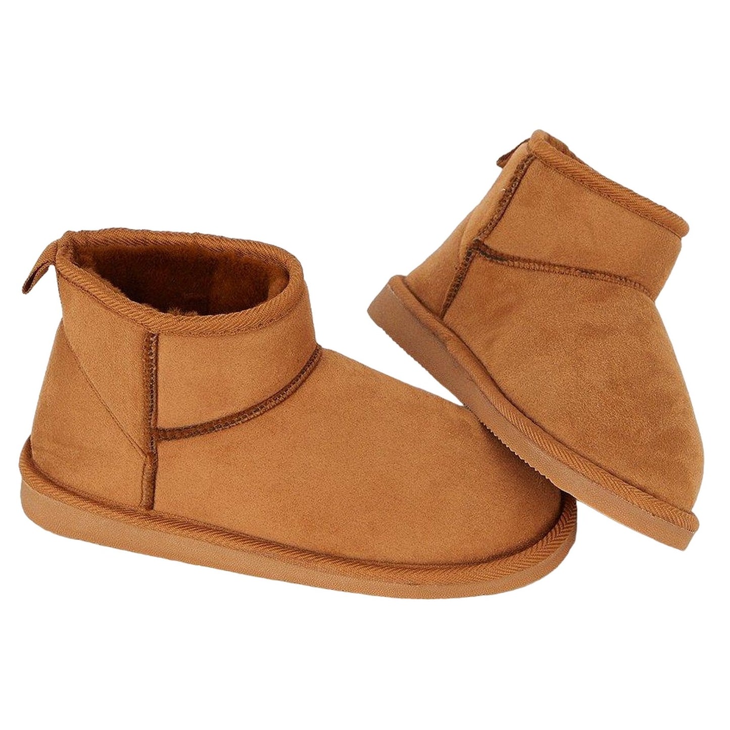 Tan - Back - Dorothy Perkins Womens-Ladies Mae Faux Sheepskin Ankle Boots