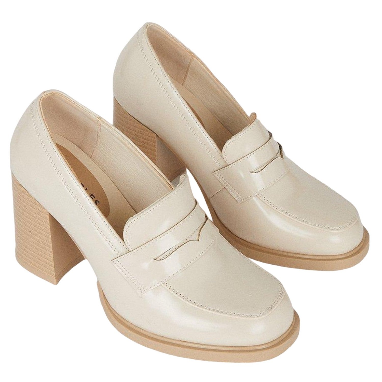Beige - Front - Principles Womens-Ladies Lark Penny Strap High Heel Loafers