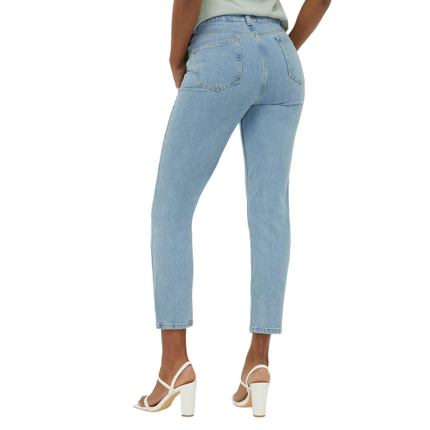 Light Wash - Back - Dorothy Perkins Womens-Ladies Cropped Tall Slim Mom Jeans