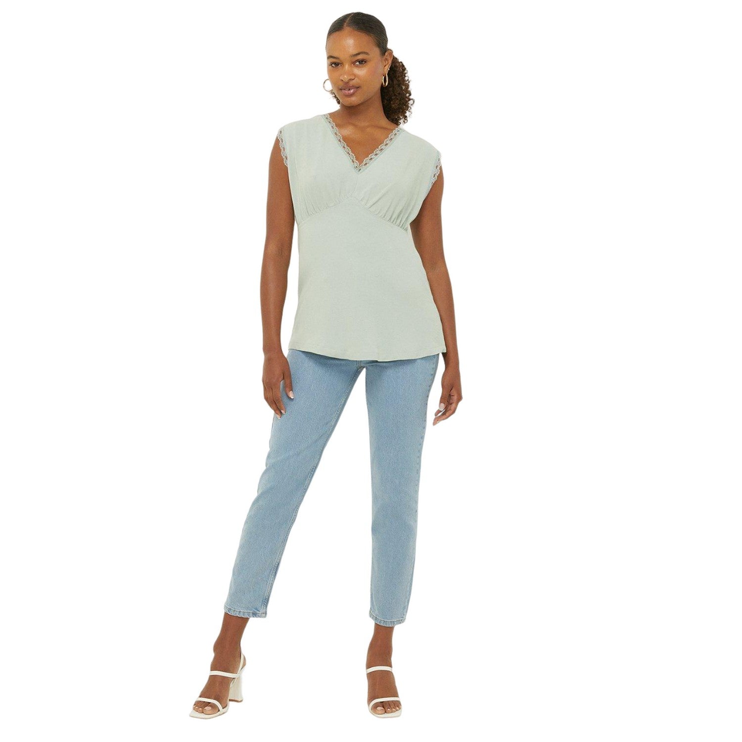 Light Wash - Side - Dorothy Perkins Womens-Ladies Cropped Tall Slim Mom Jeans