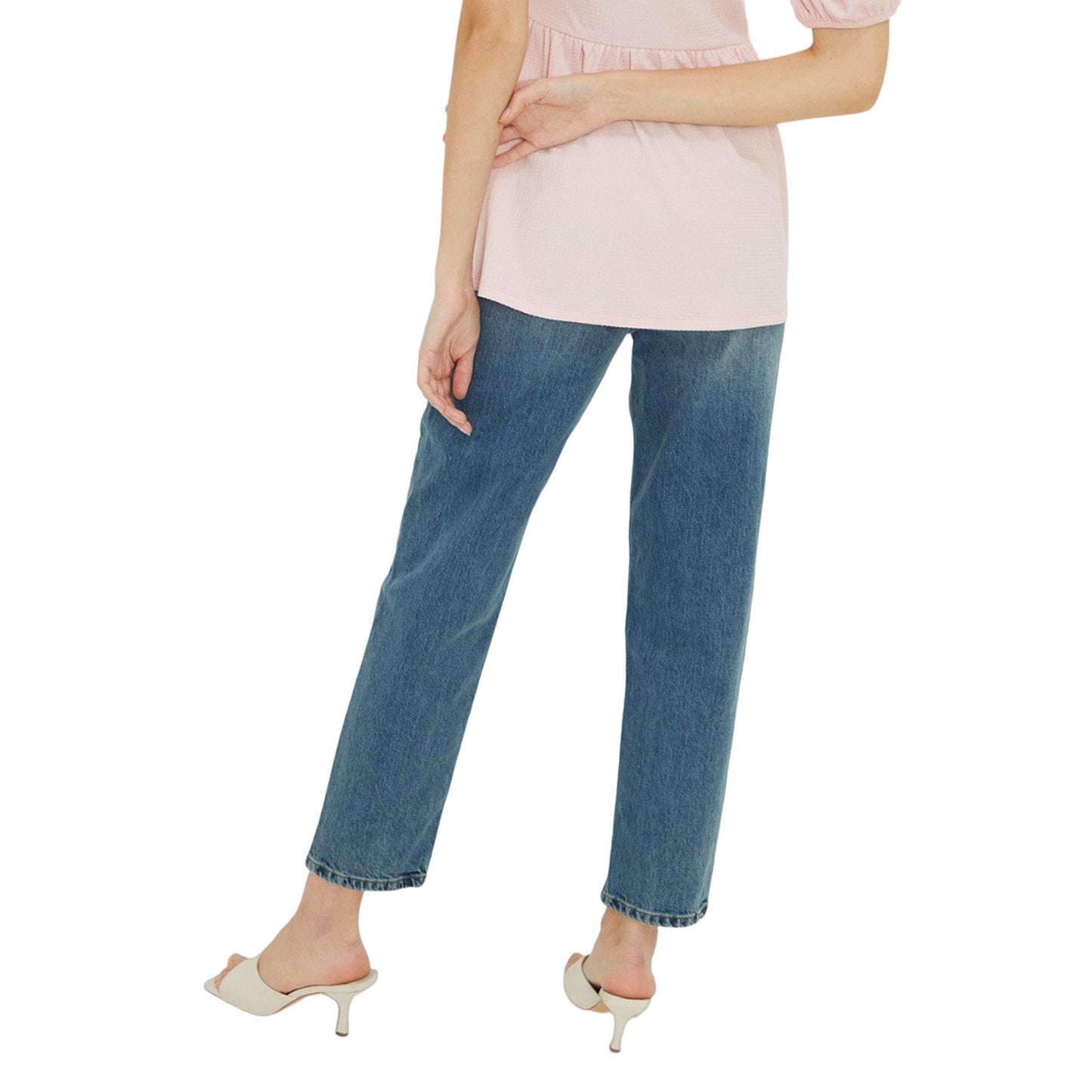 Mid Wash - Back - Dorothy Perkins Womens-Ladies Cropped Tall Slim Mom Jeans