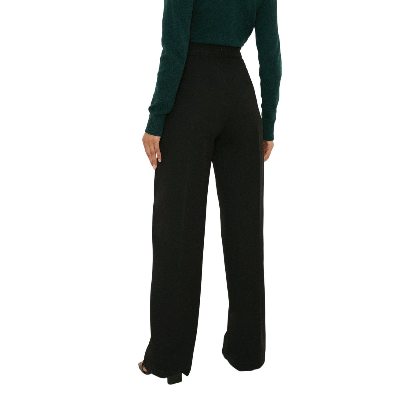 Black - Back - Dorothy Perkins Womens-Ladies Button Detail Wide Leg Trousers