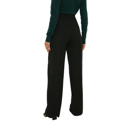 Black - Back - Dorothy Perkins Womens-Ladies Button Detail Wide Leg Trousers