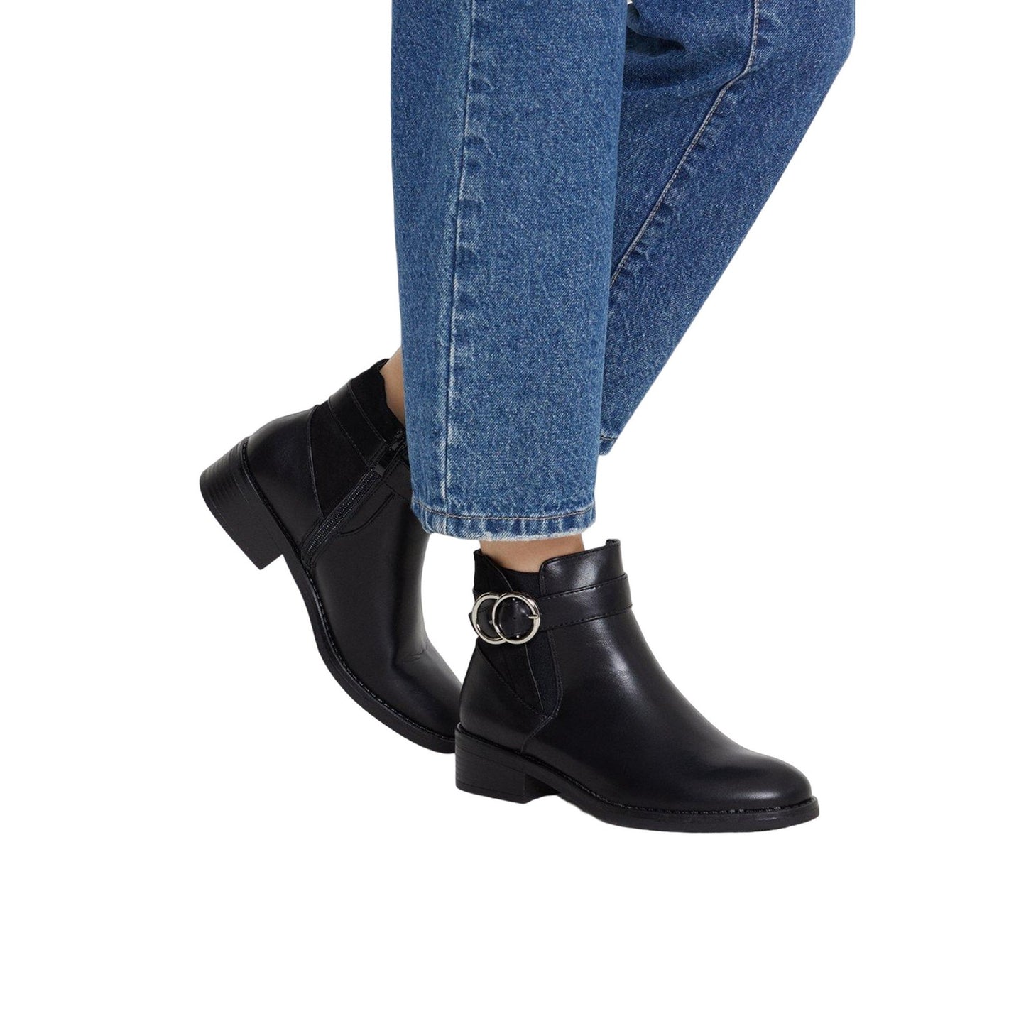 Black - Side - Dorothy Perkins Womens-Ladies Martha Buckle Chelsea Boots