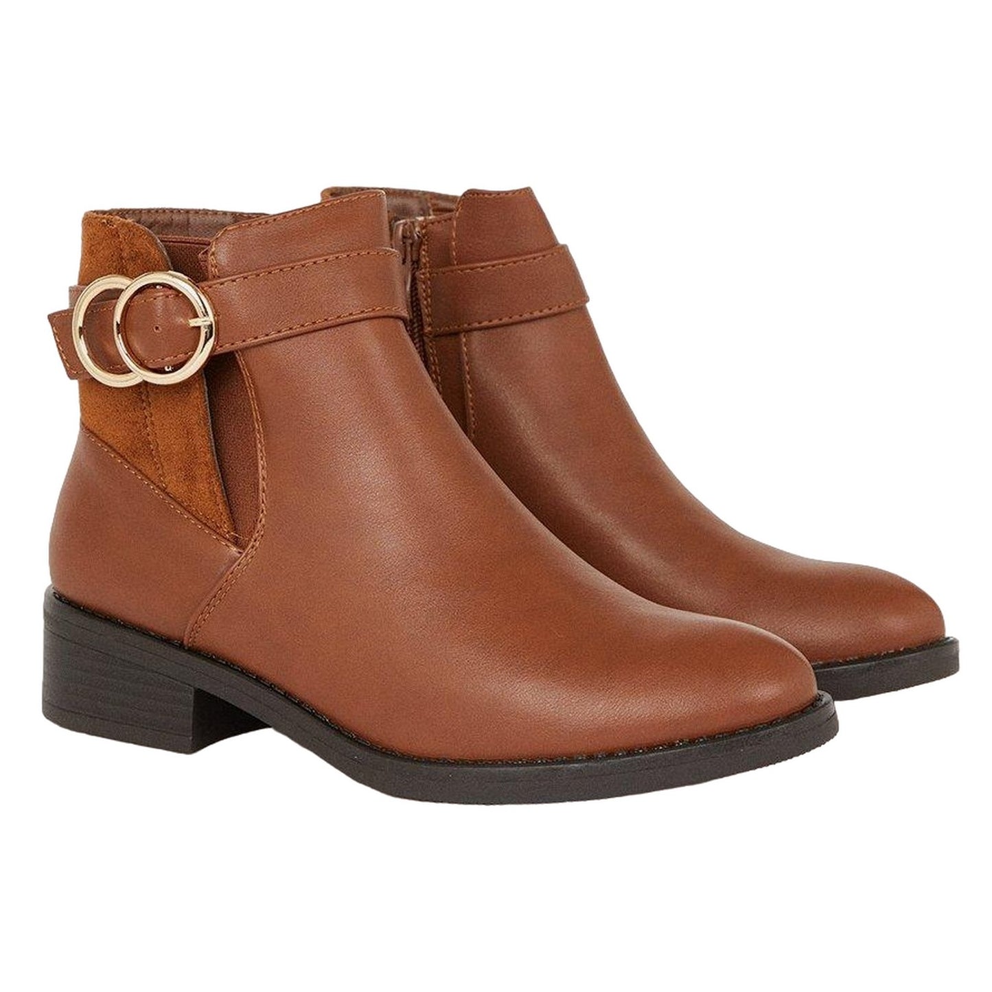 Camel - Front - Dorothy Perkins Womens-Ladies Martha Buckle Chelsea Boots