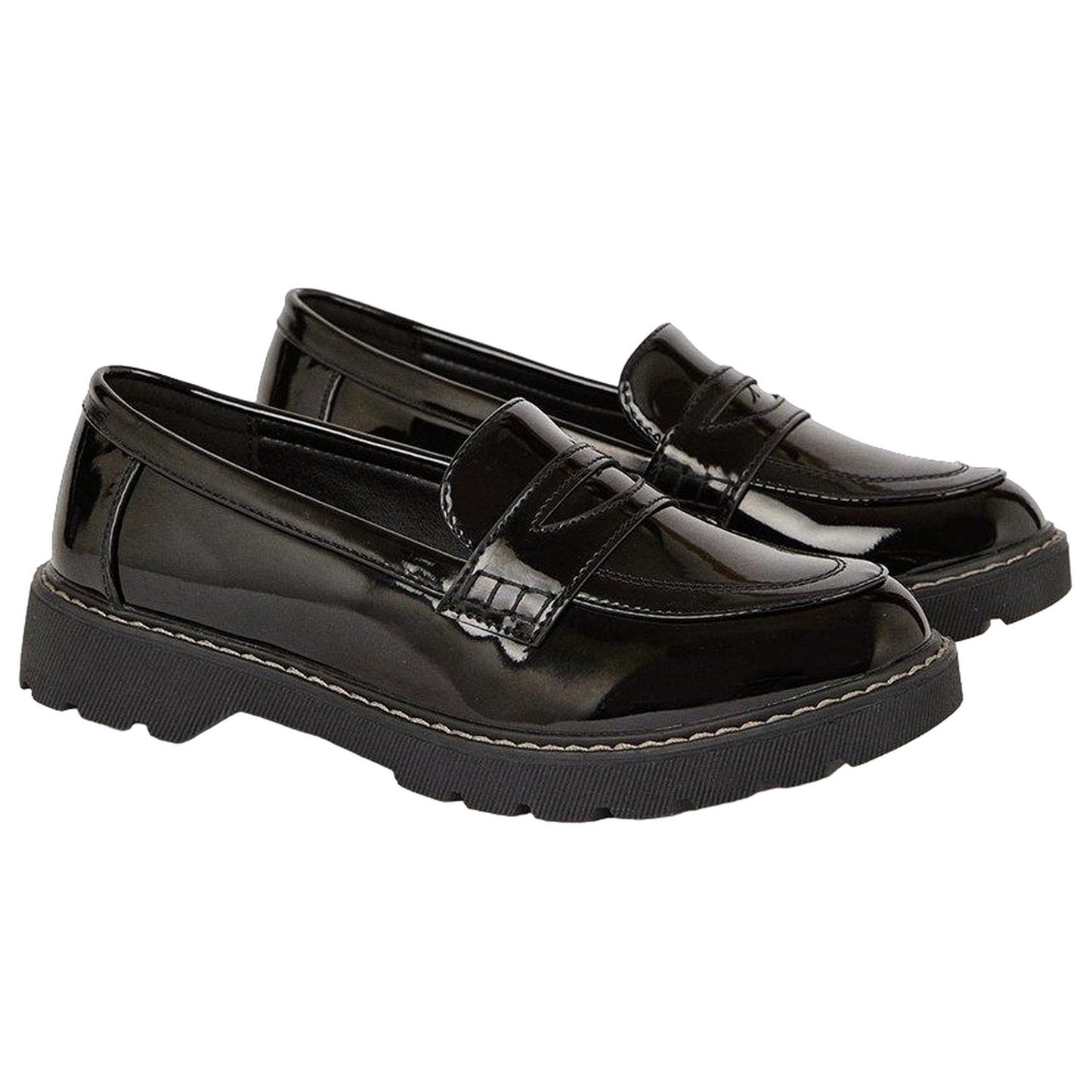 True Black - Front - Dorothy Perkins Womens-Ladies Lucy Patent PU Slip-on Loafers