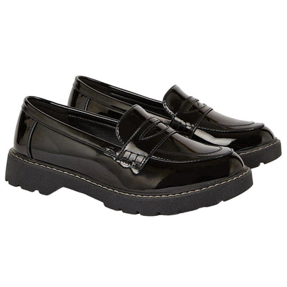 True Black - Front - Dorothy Perkins Womens-Ladies Lucy Patent PU Slip-on Loafers