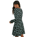 Black - Back - Dorothy Perkins Womens-Ladies Spotted V Neck Long-Sleeved Mini Dress