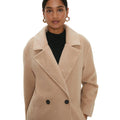 Camel - Side - Dorothy Perkins Womens-Ladies Double-Breasted Longline Coat