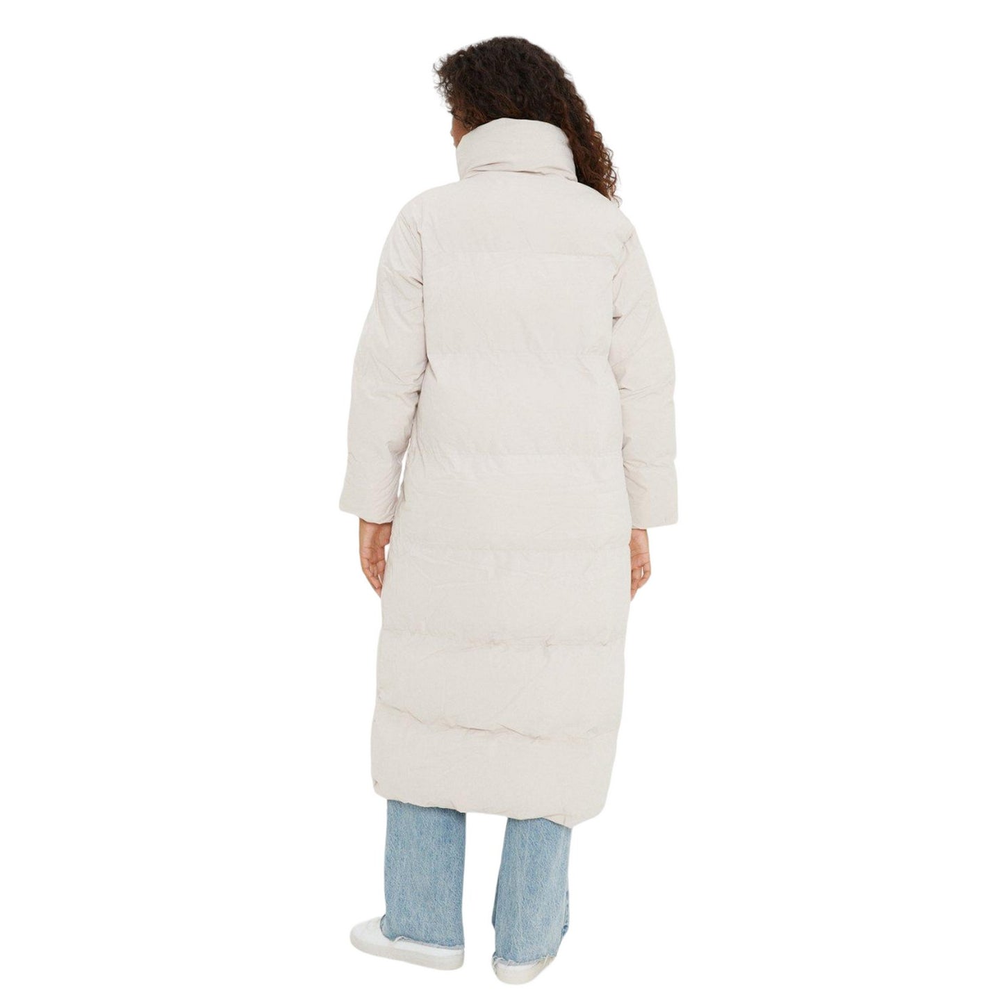 Cream - Back - Dorothy Perkins Womens-Ladies Padded Longline Coat