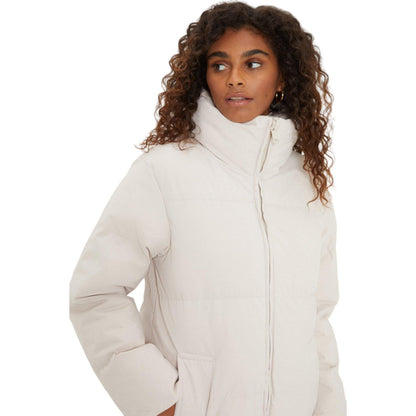 Cream - Side - Dorothy Perkins Womens-Ladies Padded Longline Coat