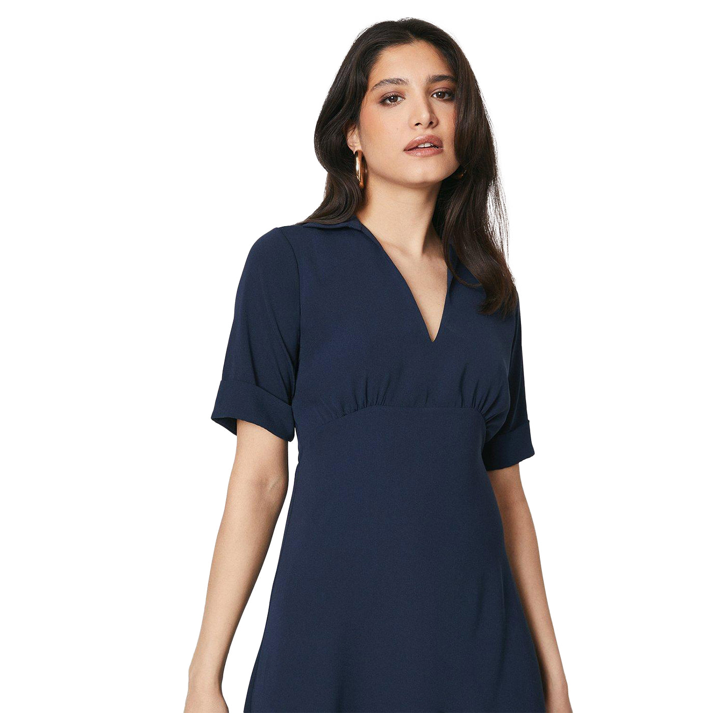 Navy - Lifestyle - Dorothy Perkins Womens-Ladies Collared 3-4 Sleeve Midi Dress