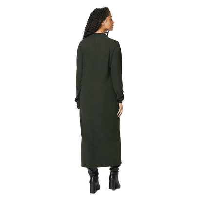 Khaki - Back - Dorothy Perkins Womens-Ladies Soft Touch Roll Neck Tall Midi Dress