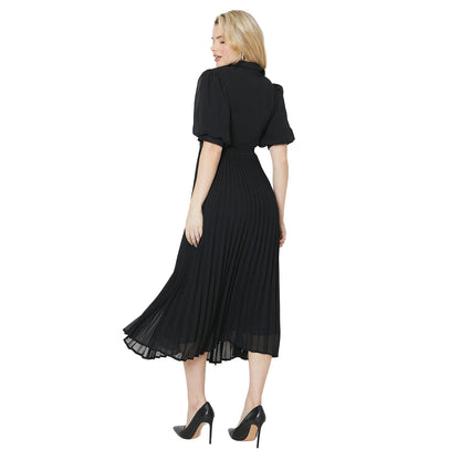 Black - Back - Dorothy Perkins Womens-Ladies Chiffon Pleated Midi Shirt Dress