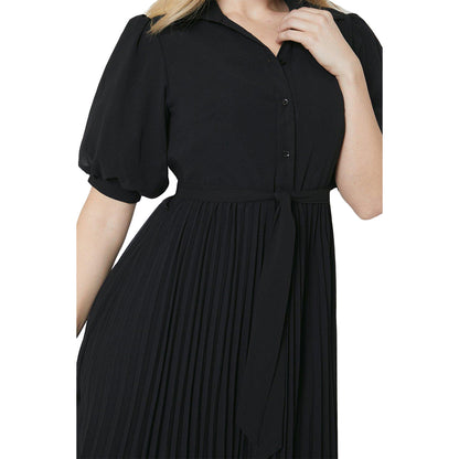 Black - Lifestyle - Dorothy Perkins Womens-Ladies Chiffon Pleated Midi Shirt Dress