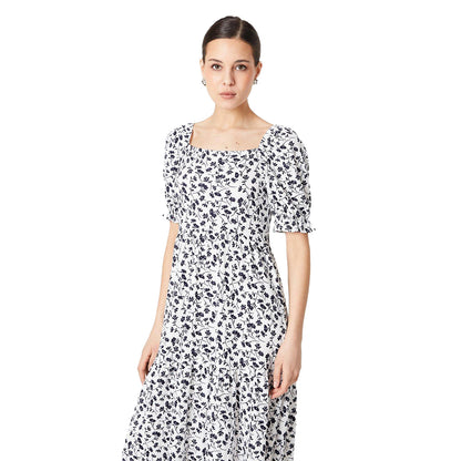 Ivory - Lifestyle - Dorothy Perkins Womens-Ladies Ditsy Print Tiered Puff Sleeve Midi Dress