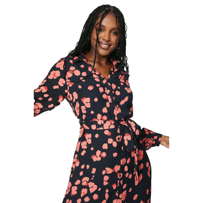 Black-Pink - Side - Dorothy Perkins Womens-Ladies Leopard Print Midi Shirt Dress