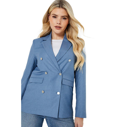 Blue - Side - Dorothy Perkins Womens-Ladies Military Double-Breasted Blazer
