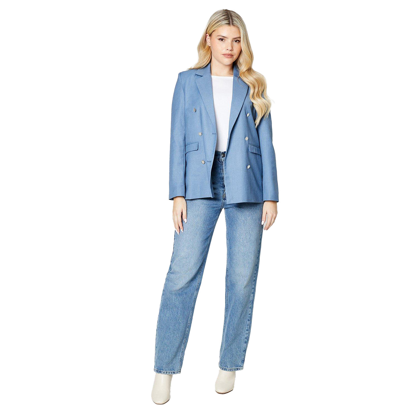 Blue - Pack Shot - Dorothy Perkins Womens-Ladies Military Double-Breasted Blazer