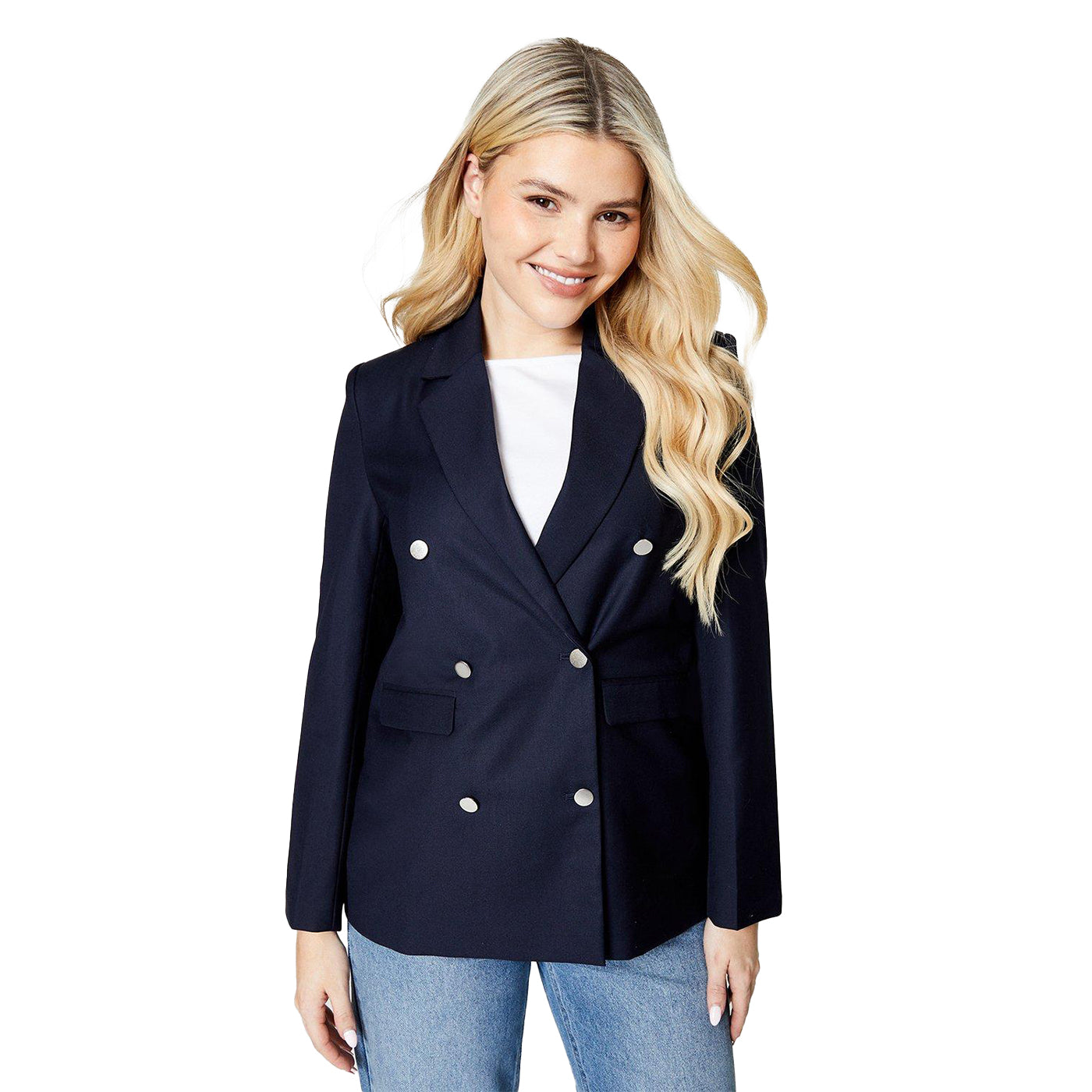 Navy - Front - Dorothy Perkins Womens-Ladies Military Double-Breasted Blazer