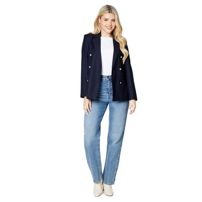 Navy - Pack Shot - Dorothy Perkins Womens-Ladies Military Double-Breasted Blazer
