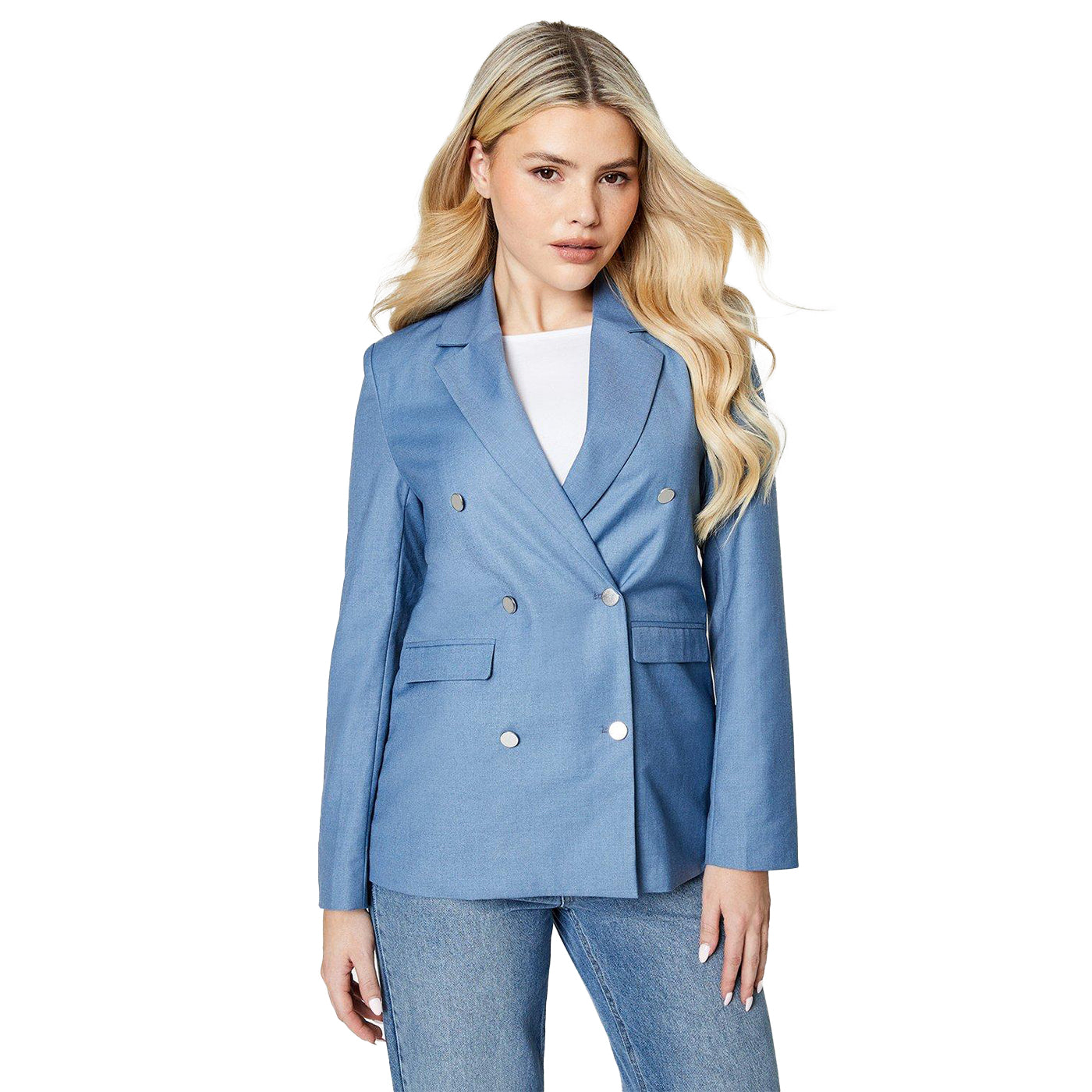 Blue - Front - Dorothy Perkins Womens-Ladies Military Double-Breasted Blazer