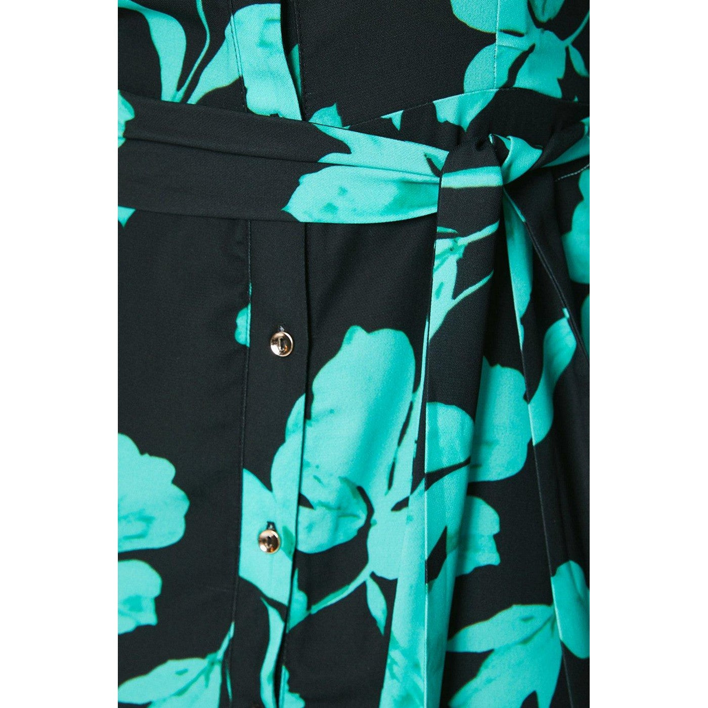 Green-Black - Pack Shot - Dorothy Perkins Womens-Ladies Floral Midi Shirt Dress