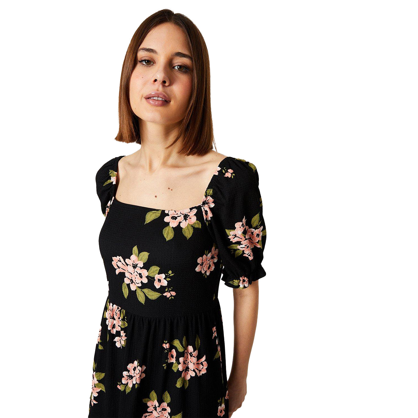 Black - Lifestyle - Dorothy Perkins Womens-Ladies Floral Tiered Hem Midi Dress