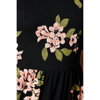 Black - Pack Shot - Dorothy Perkins Womens-Ladies Floral Tiered Hem Midi Dress