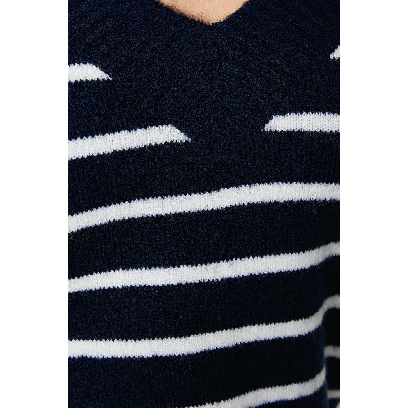 Navy - Lifestyle - Dorothy Perkins Womens-Ladies Stripe Knitted V Neck Jumper