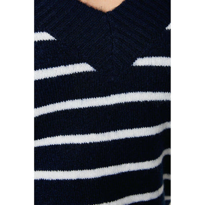 Navy - Lifestyle - Dorothy Perkins Womens-Ladies Stripe Knitted V Neck Jumper