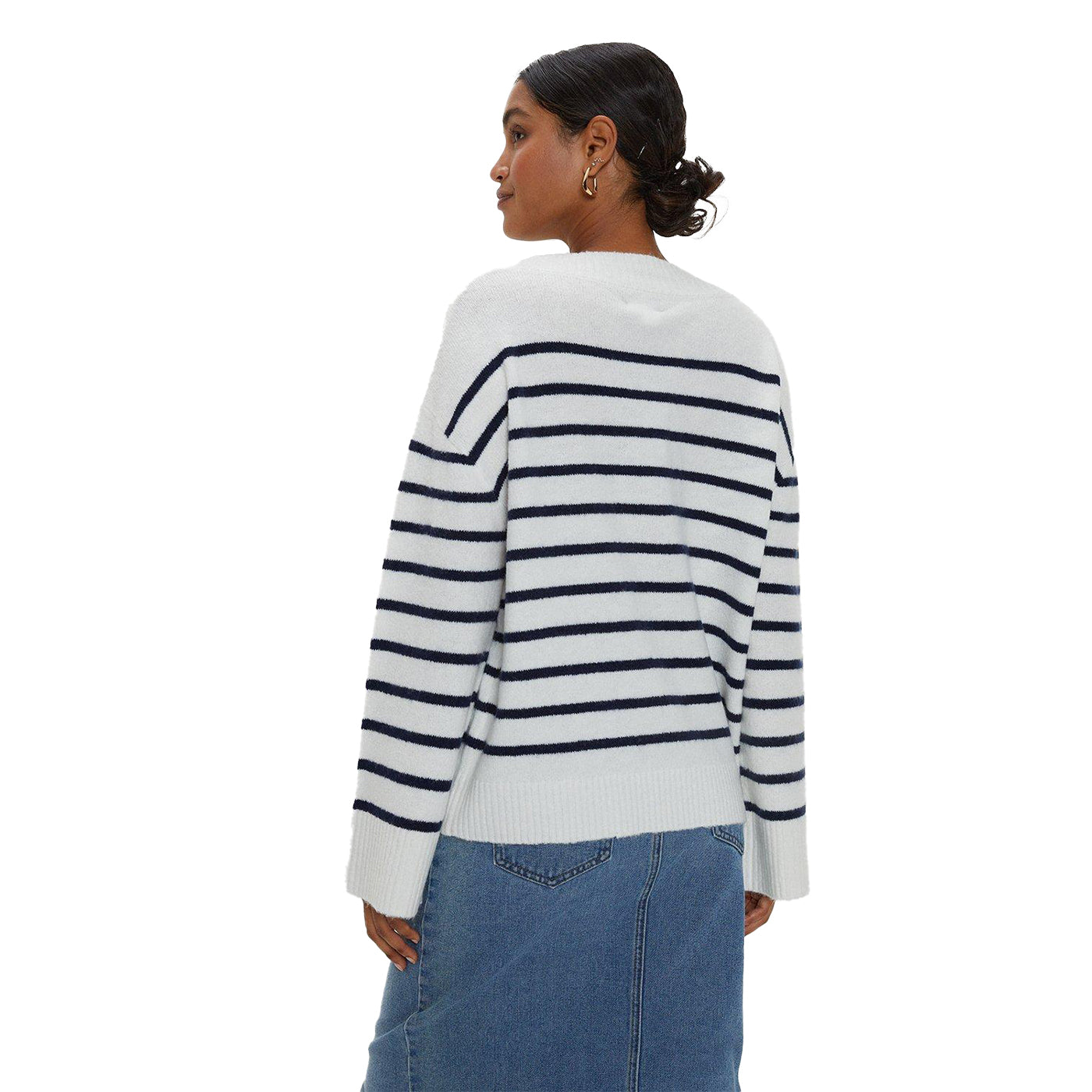 White - Back - Dorothy Perkins Womens-Ladies Stripe Knitted V Neck Jumper
