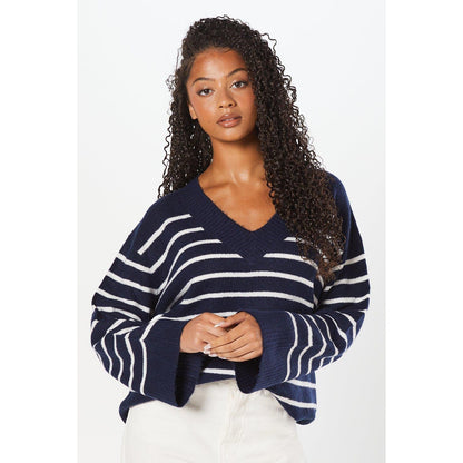 Black - Front - Dorothy Perkins Womens-Ladies Stripe Knitted V Neck Jumper